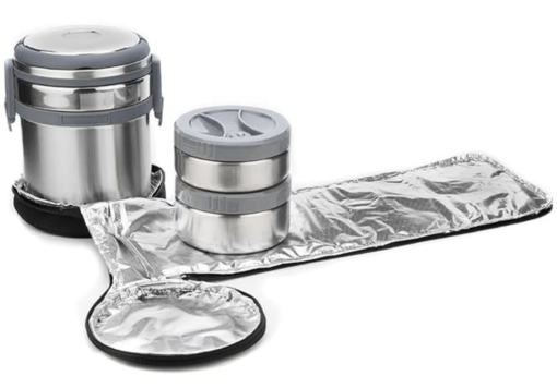 SignoraWare (500+500ml) Signature Stainless Steel Lunch Box Small with Convertible Bag and Mat, Double Wall Insulated Containers, Food Grade BPA Free, Airtight Lids, Dishwasher Safe Boxes (Silver) - Image 2